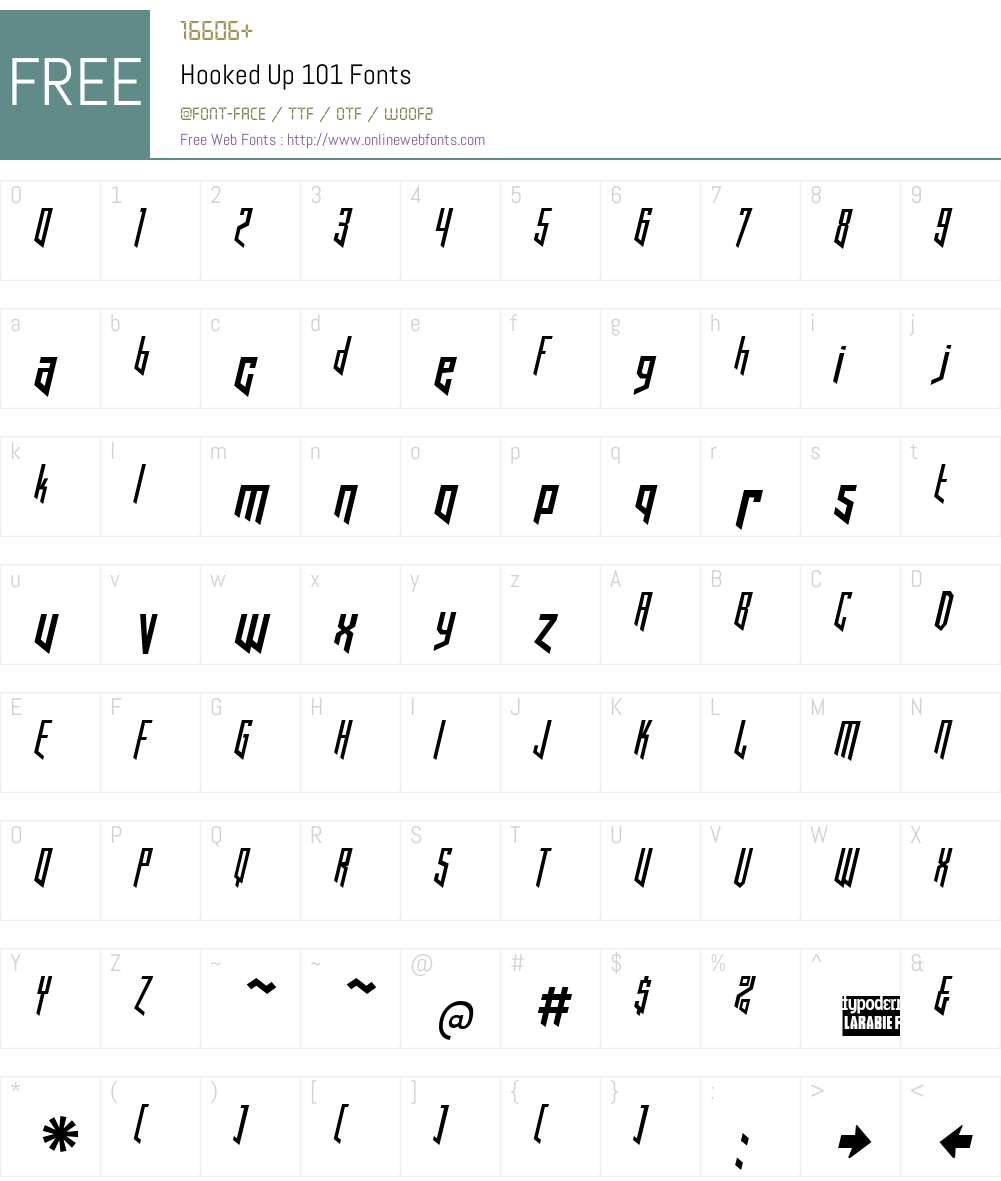 Hooked Up 101 Font Screenshots