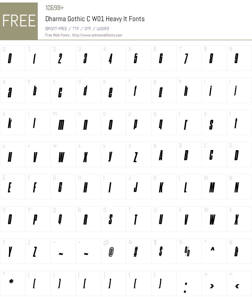 DharmaGothicCW01-HeavyIt Font Screenshots