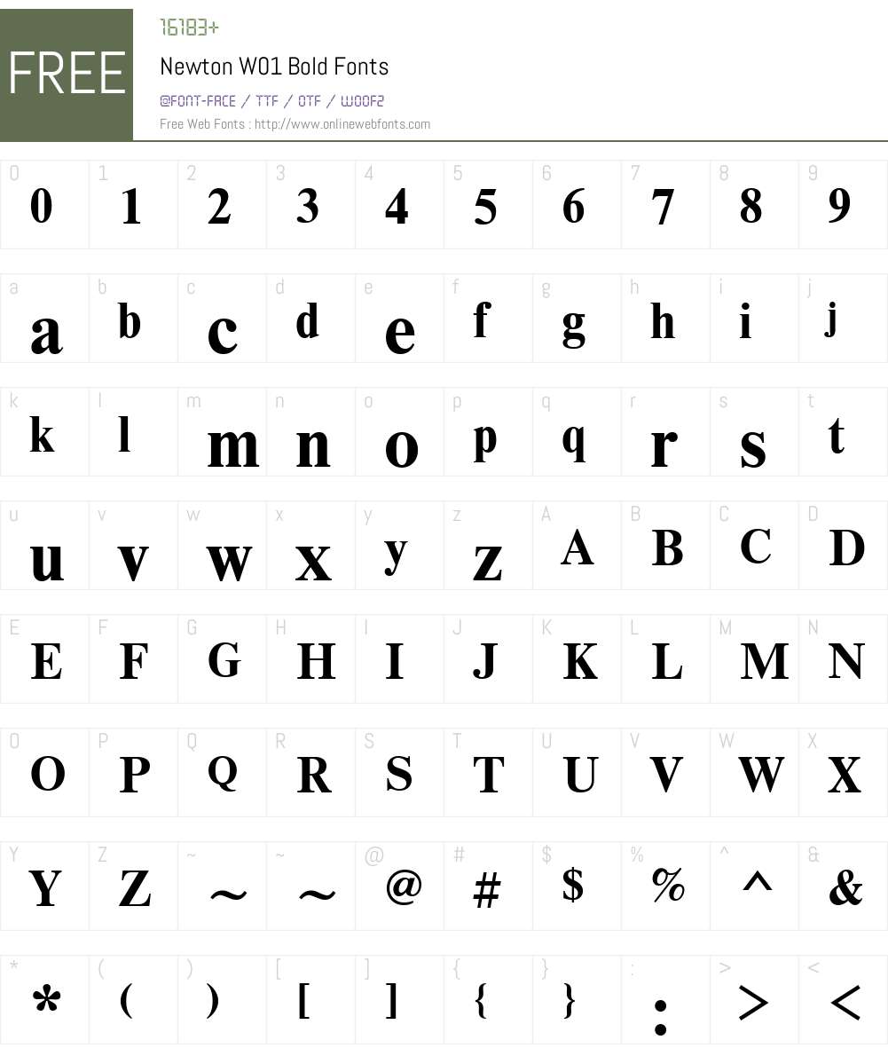 NewtonW01-Bold Font Screenshots