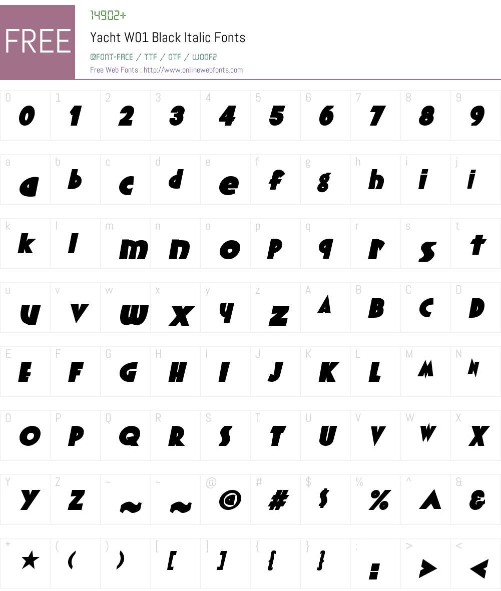 YachtW01-BlackItalic Font Screenshots