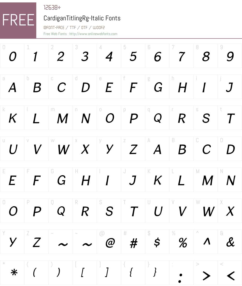 Cardigan Titling Font Screenshots