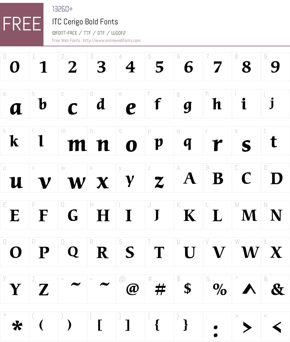 ITC Cerigo Font Screenshots