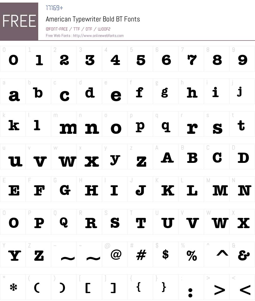 AmerType Md BT Font Screenshots