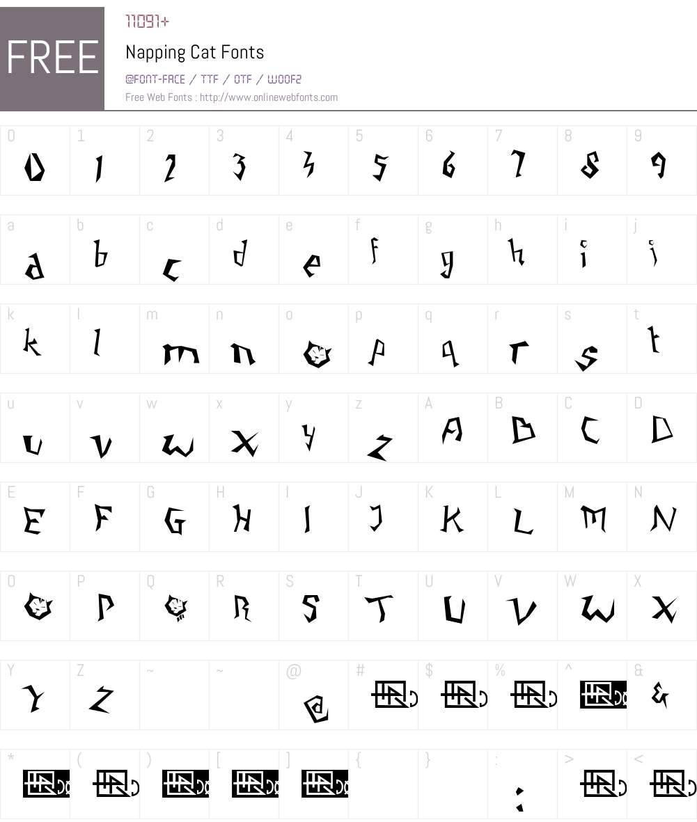 Napping Cat Font Screenshots