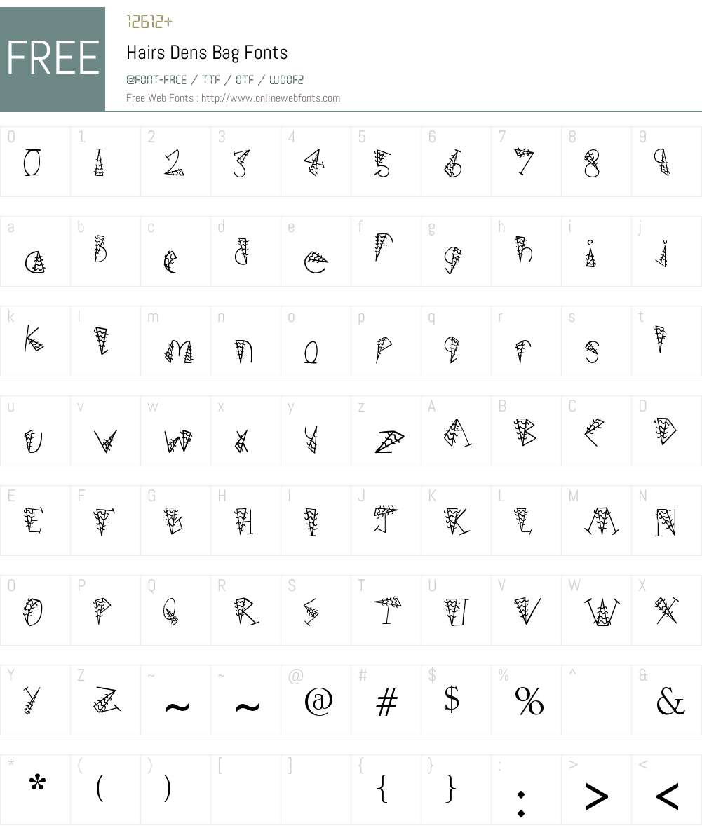 Hairs Dens Bag Font Screenshots