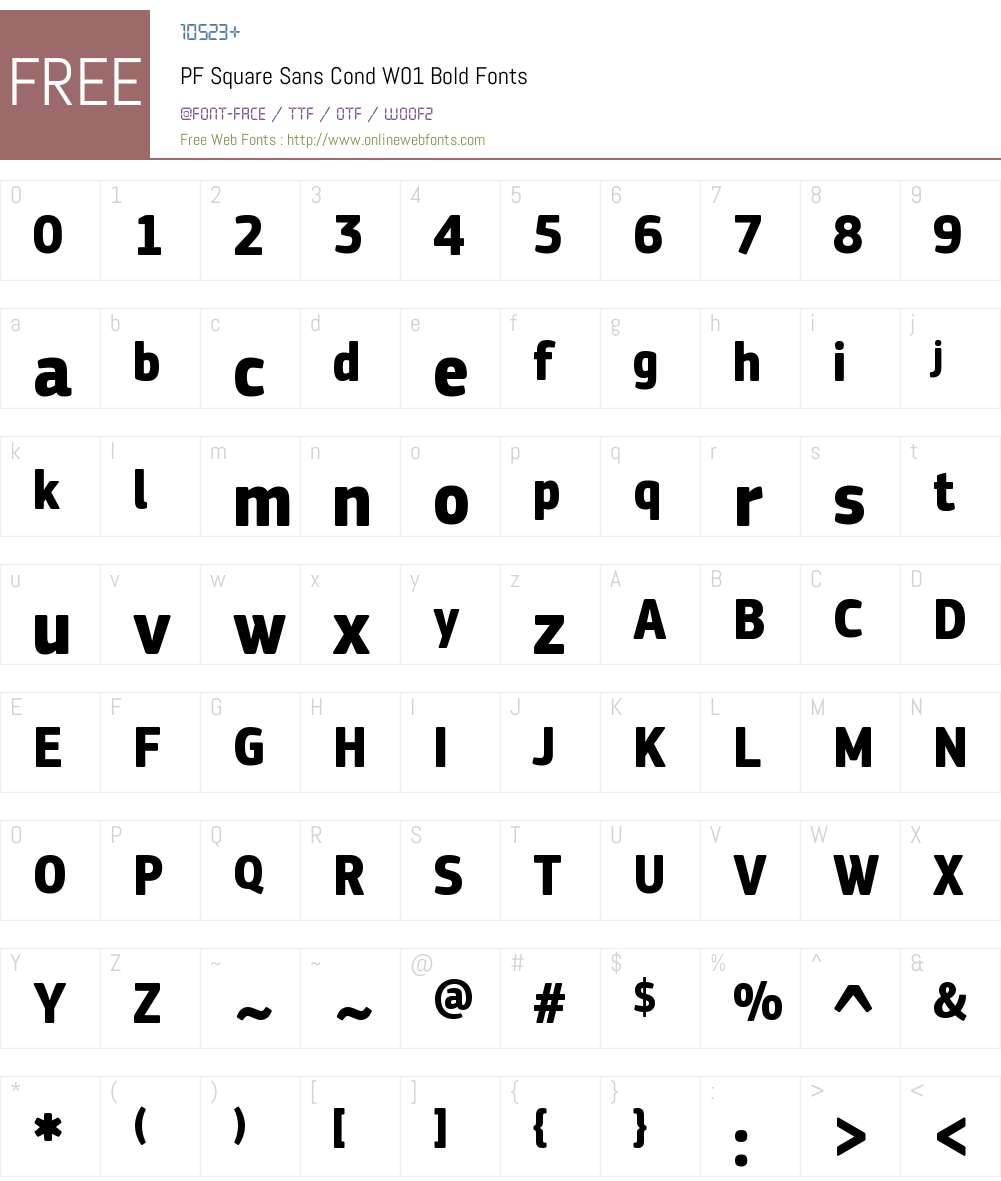 PFSquareSansCondW01-Bold Font Screenshots