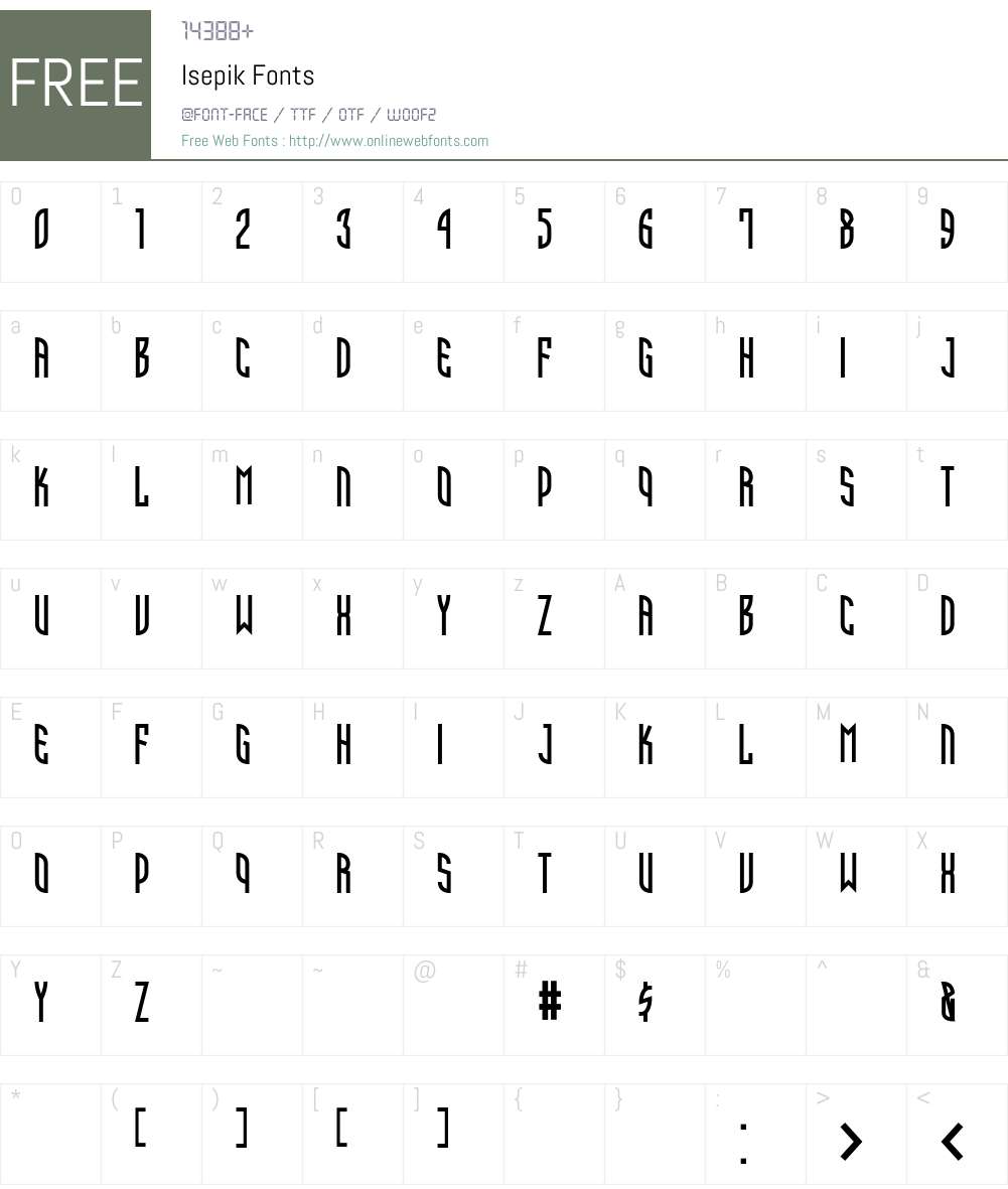 Isepik Font Screenshots