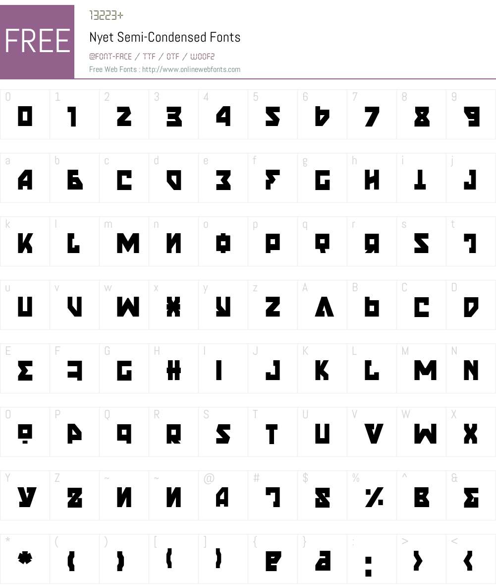 Nyet Semi-Condensed Font Screenshots