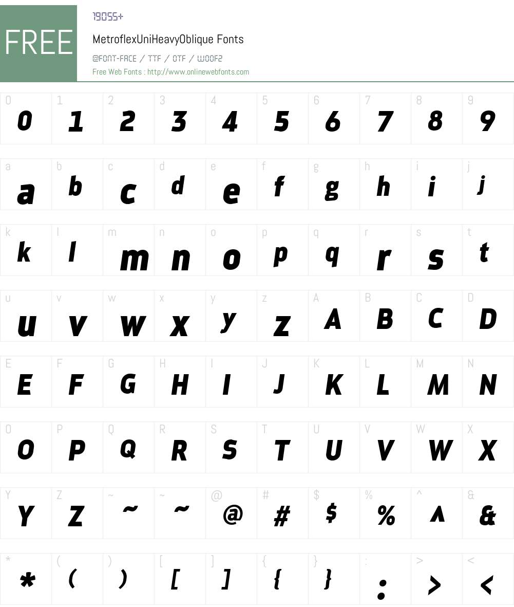 MetroflexW01-HeavyObl Font Screenshots