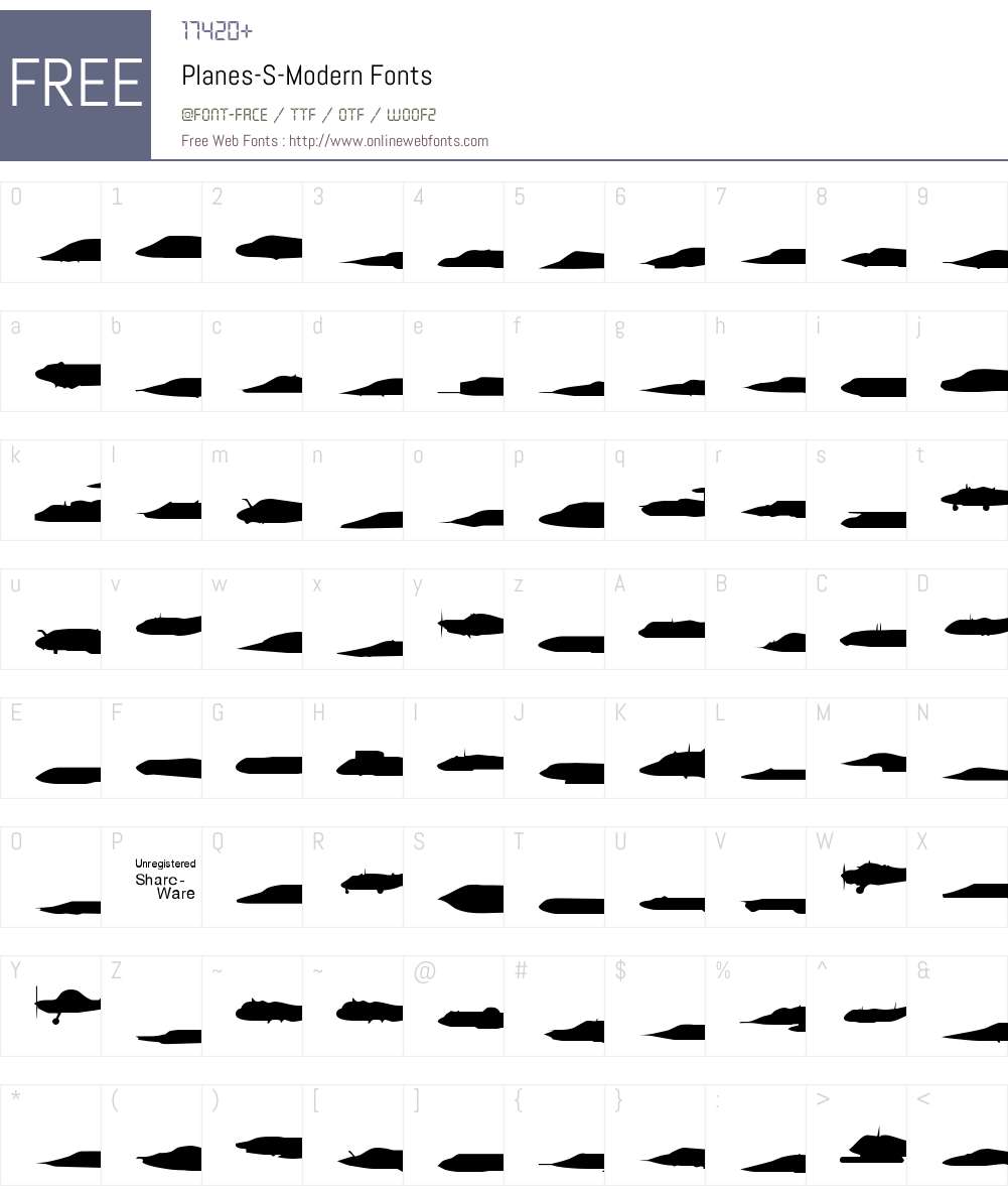 Planes-S-Modern Font Screenshots