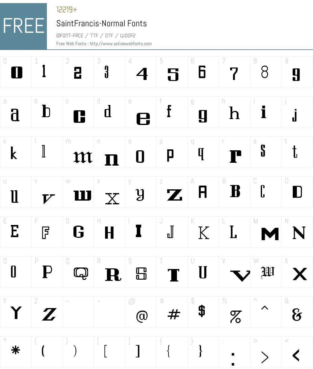SaintFrancis-Normal Font Screenshots