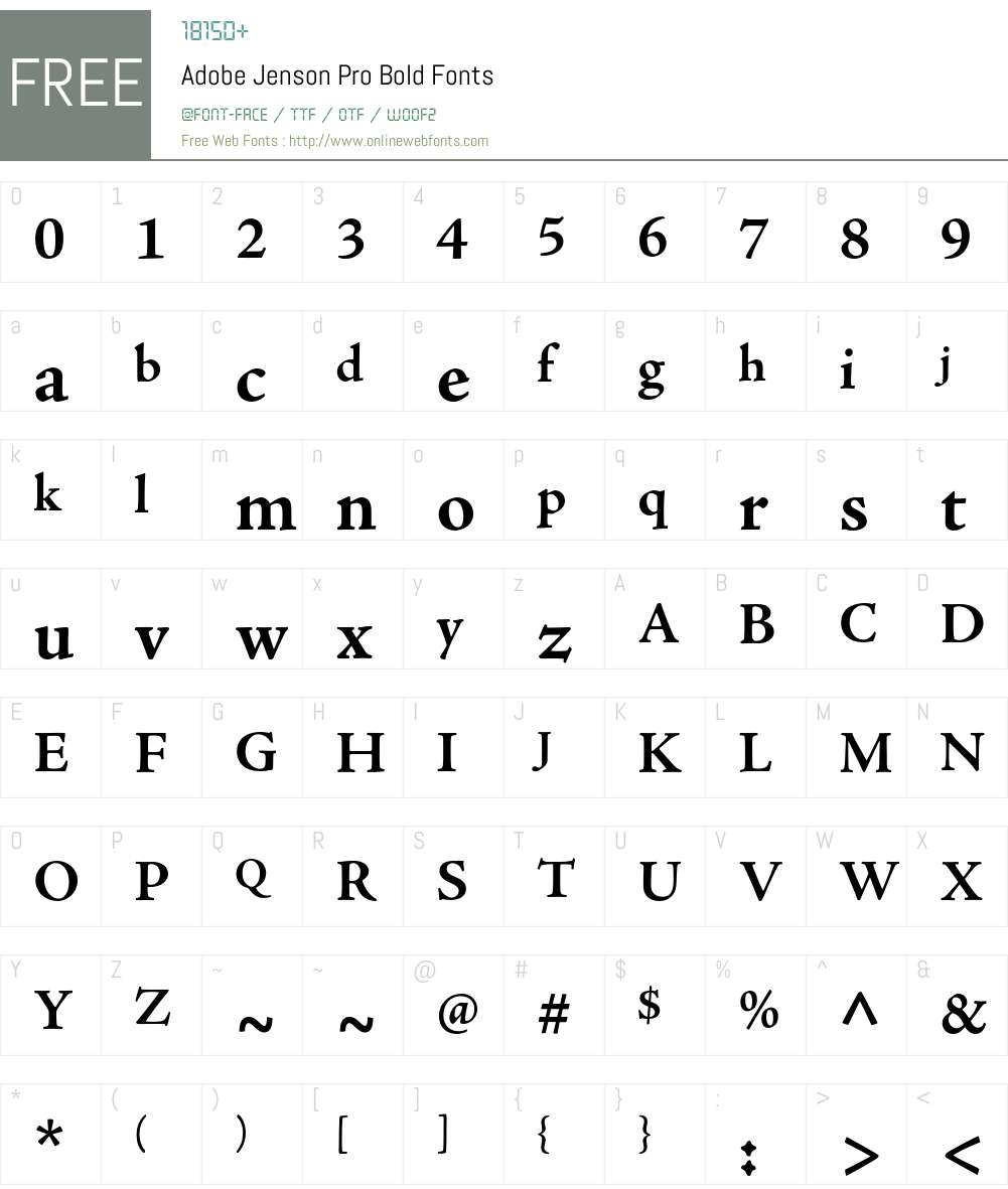 Adobe Jenson Pro Font Screenshots
