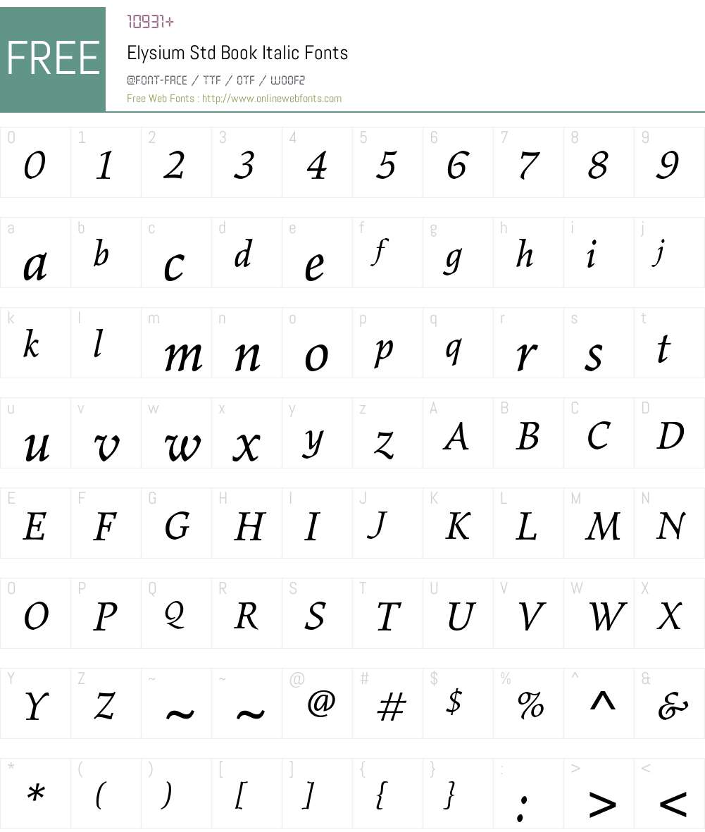 Elysium Std Font Screenshots