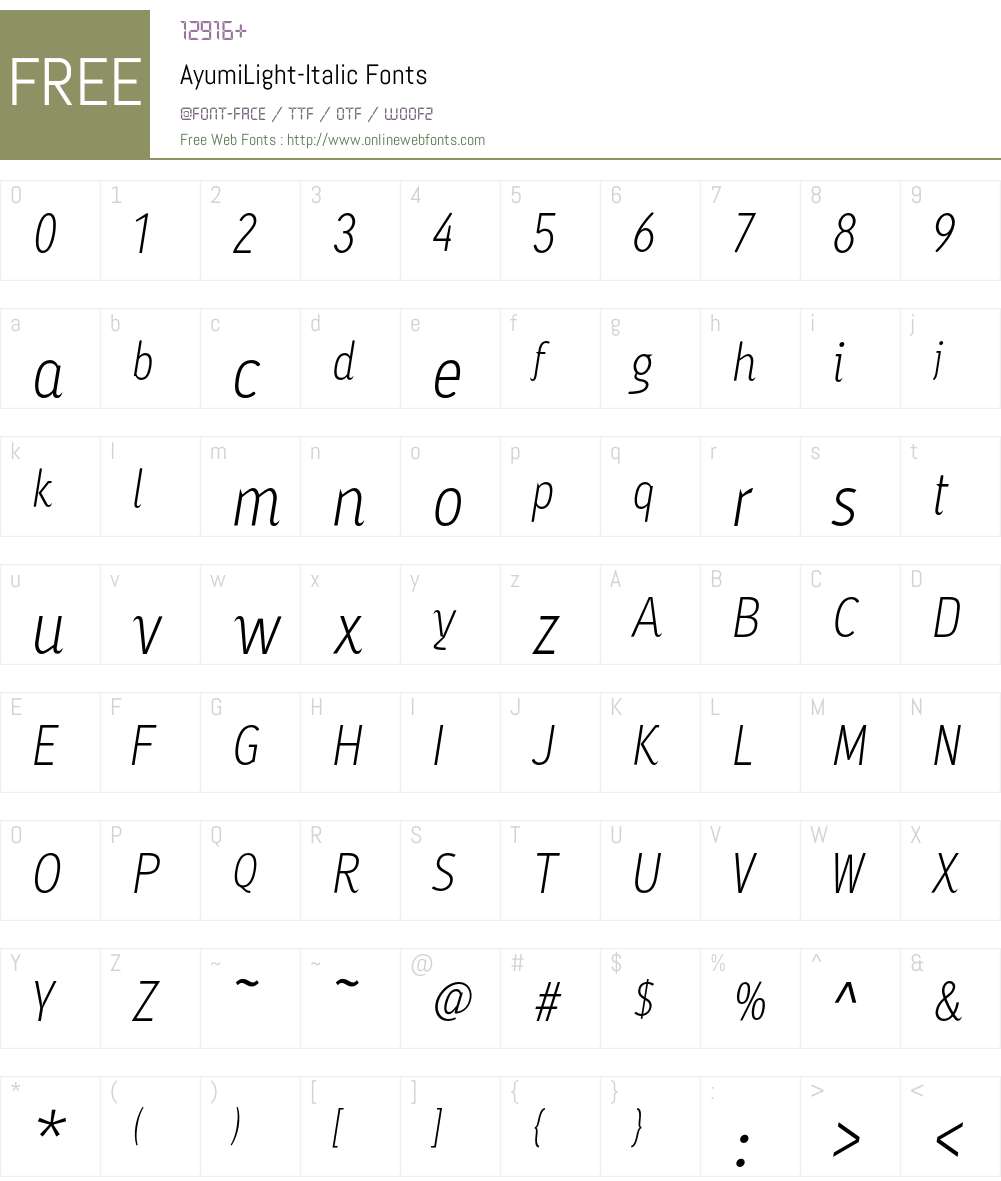 AyumiLight Font Screenshots