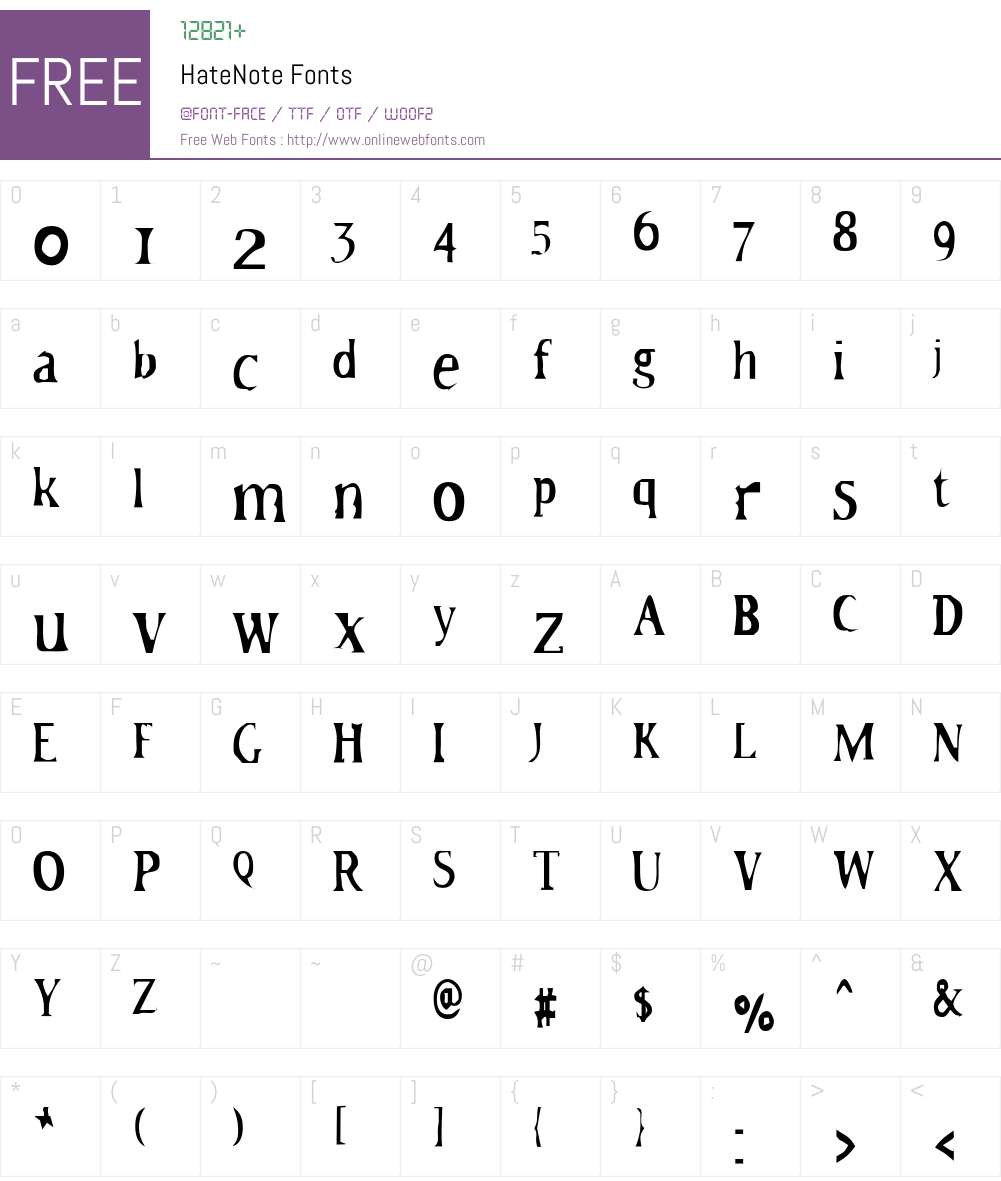HateNote Font Screenshots