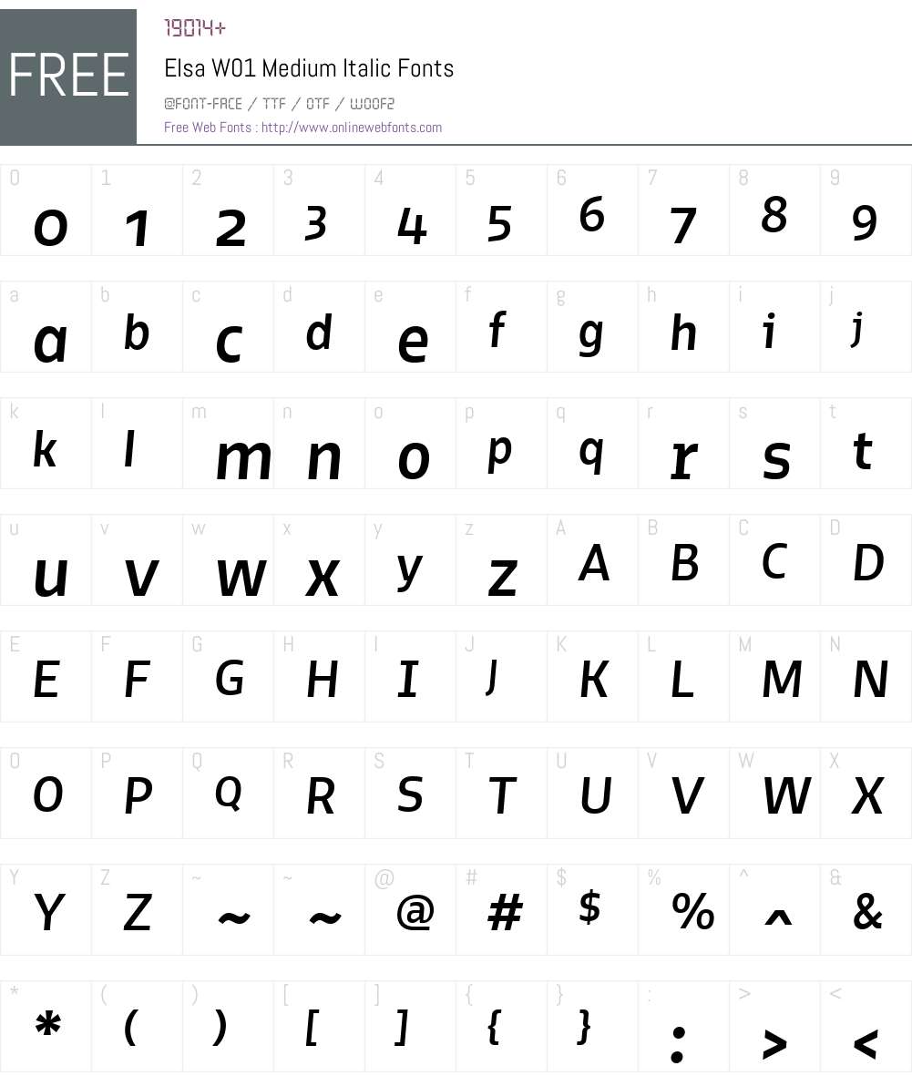 ElsaW01-MediumItalic Font Screenshots