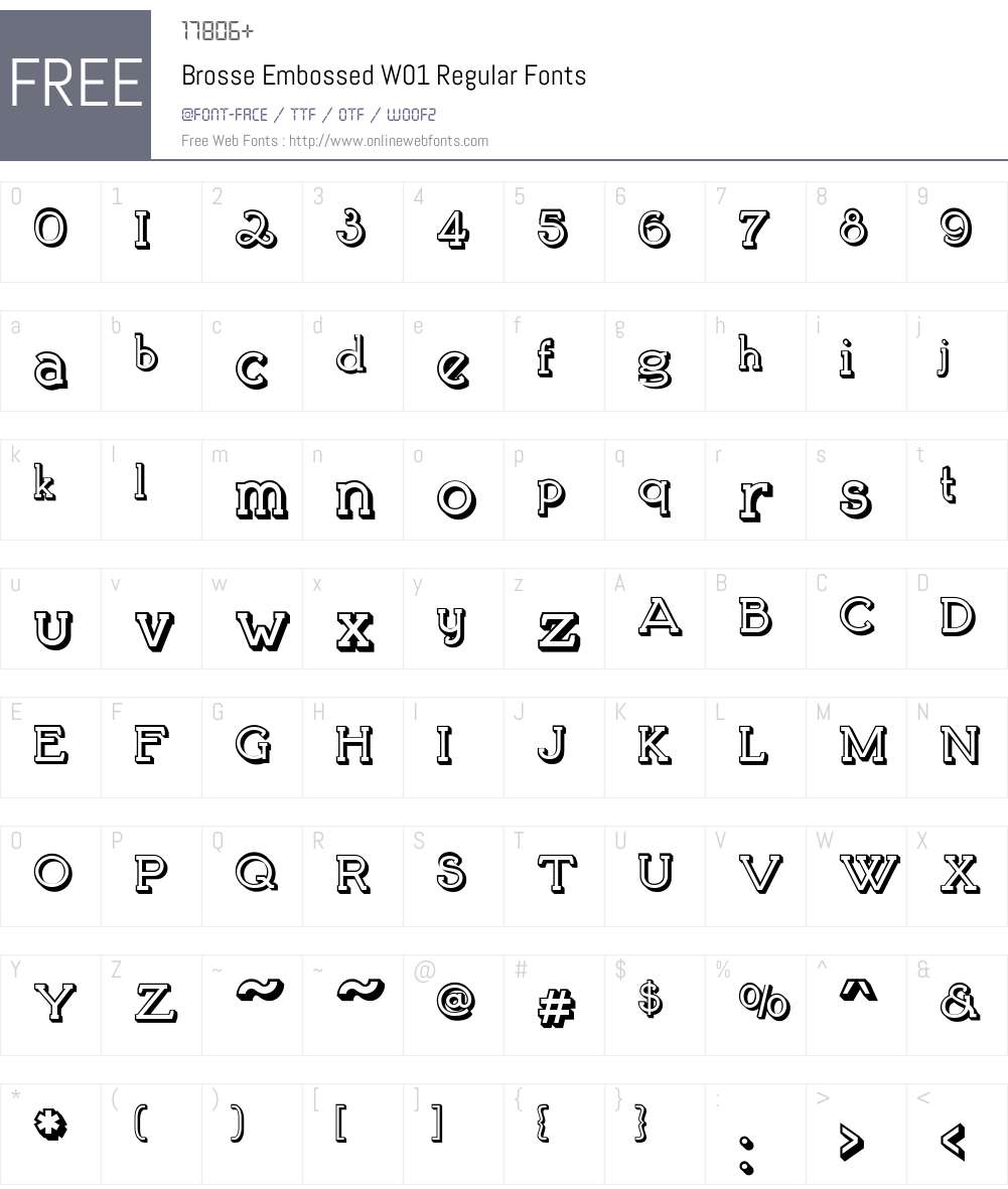 BrosseEmbossedW01-Regular Font Screenshots