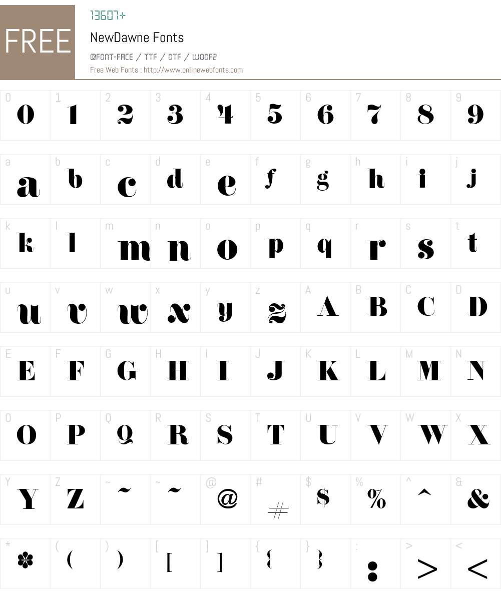 NewDawne Font Screenshots