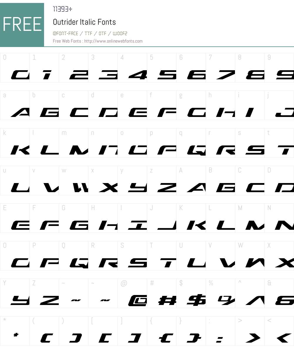 Outrider Italic Font Screenshots