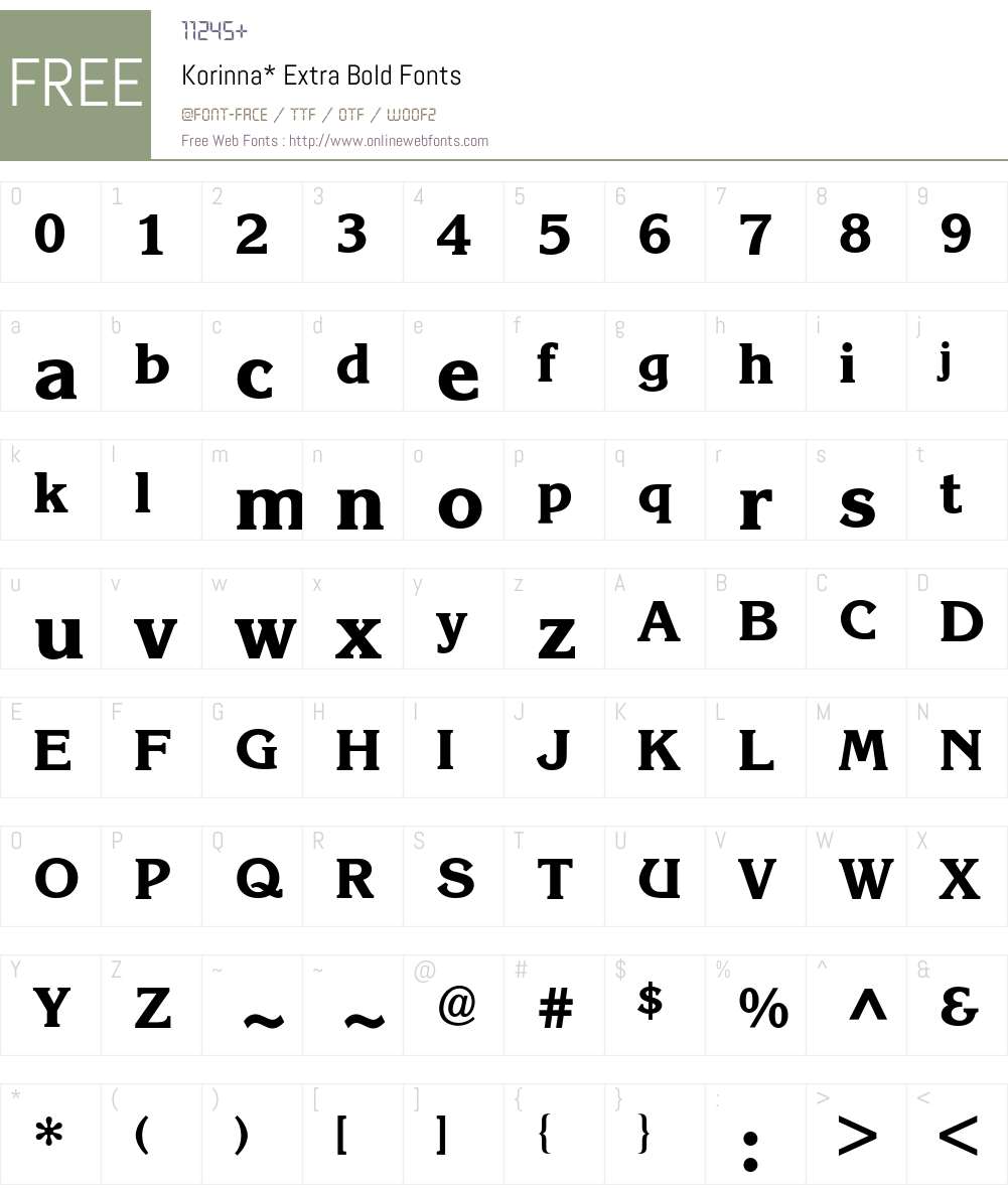 Korinna BQ Font Screenshots