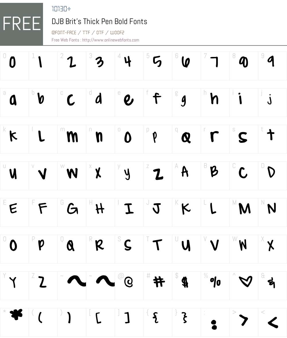 DJB Brit's Thick Pen Font Screenshots