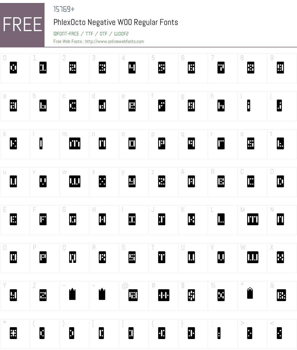 PhlexOcto Negative Font Screenshots
