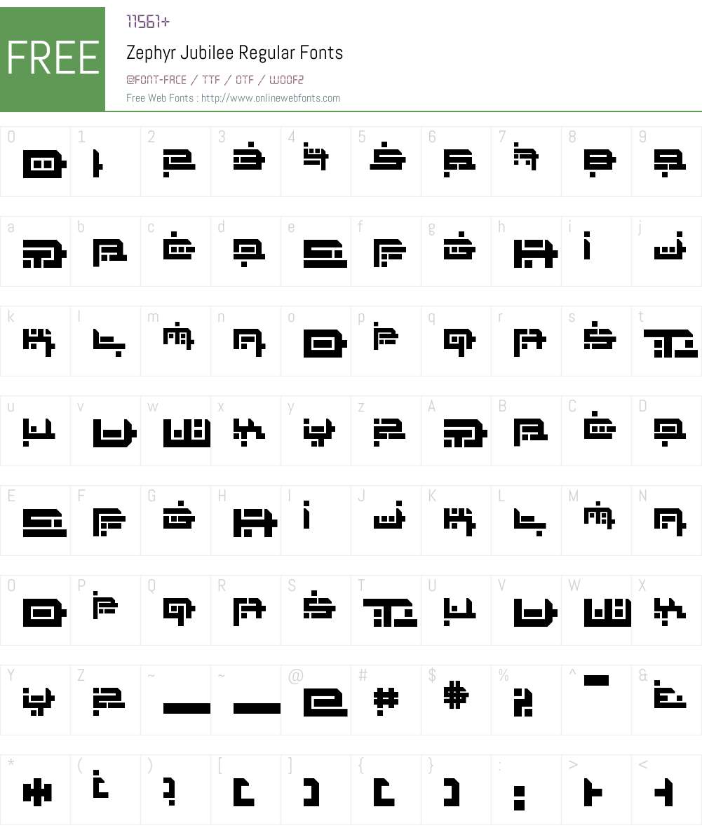Zephyr Jubilee Font Screenshots