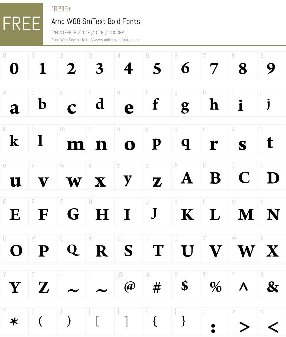 ArnoW08-SmTextBold Font Screenshots