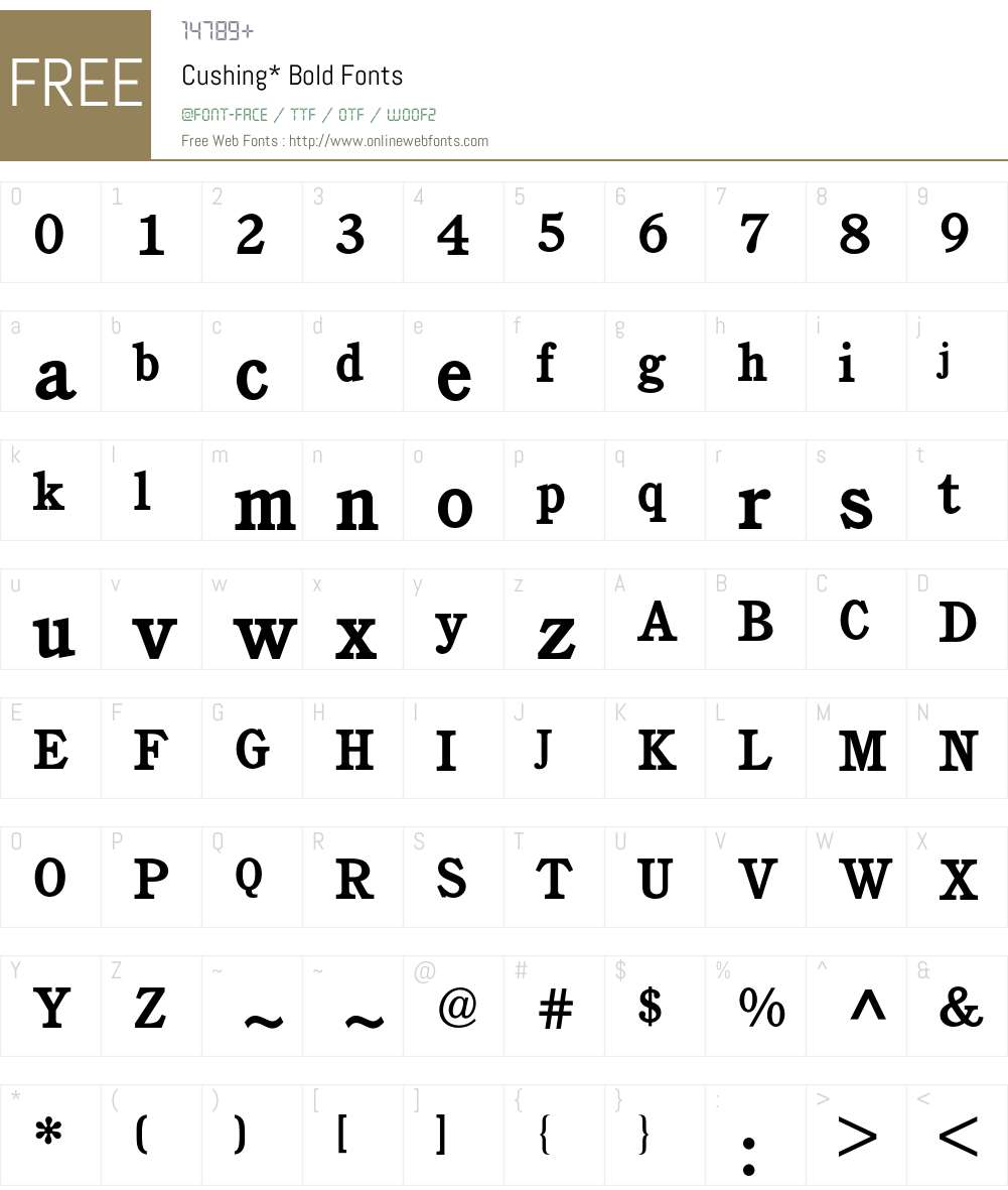 Cushing BQ Font Screenshots