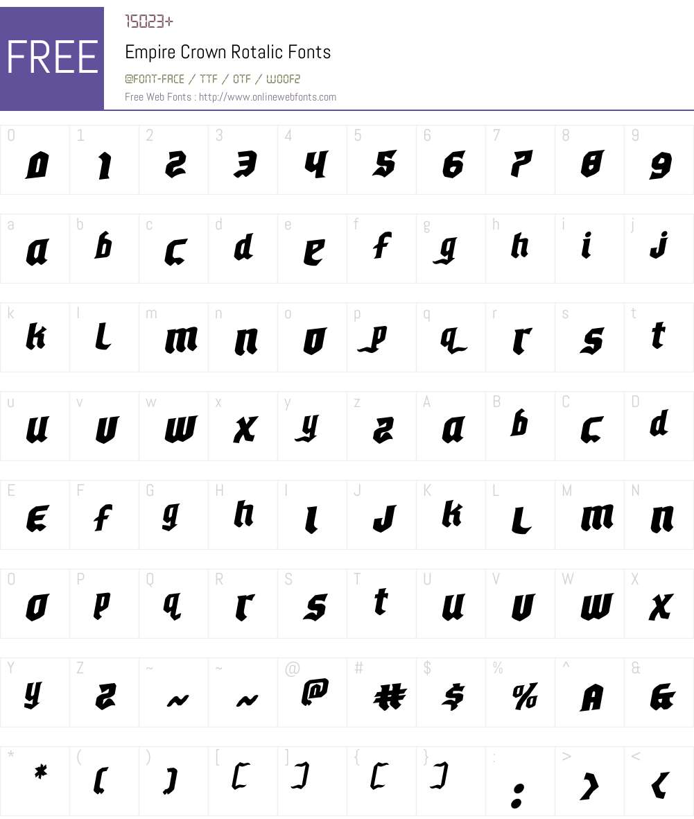 Empire Crown Rotalic Font Screenshots