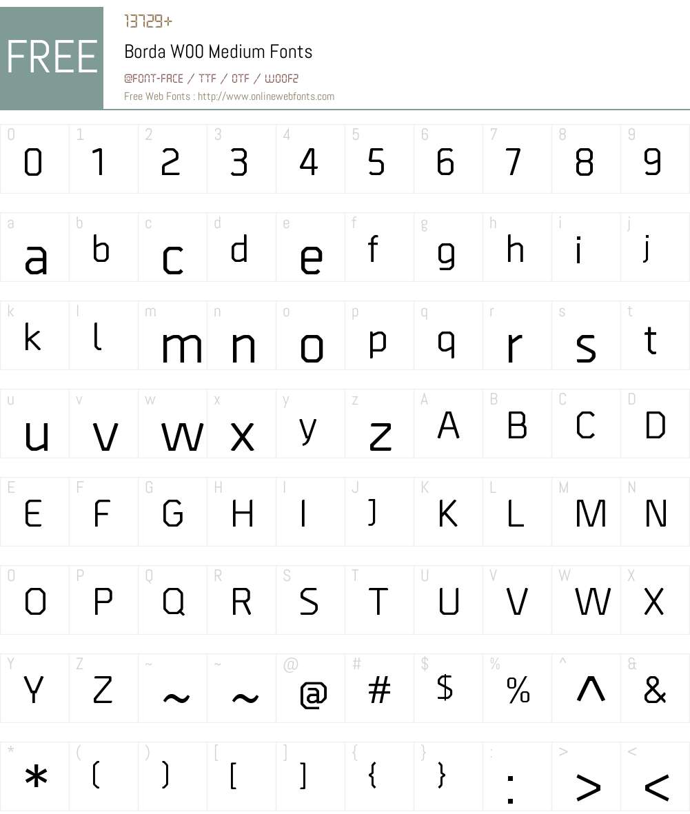 BordaW00-Medium Font Screenshots