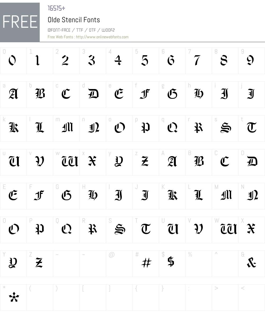Olde Stencil Font Screenshots
