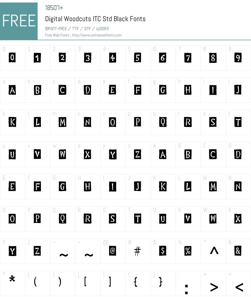Digital Woodcuts ITC Std Font Screenshots