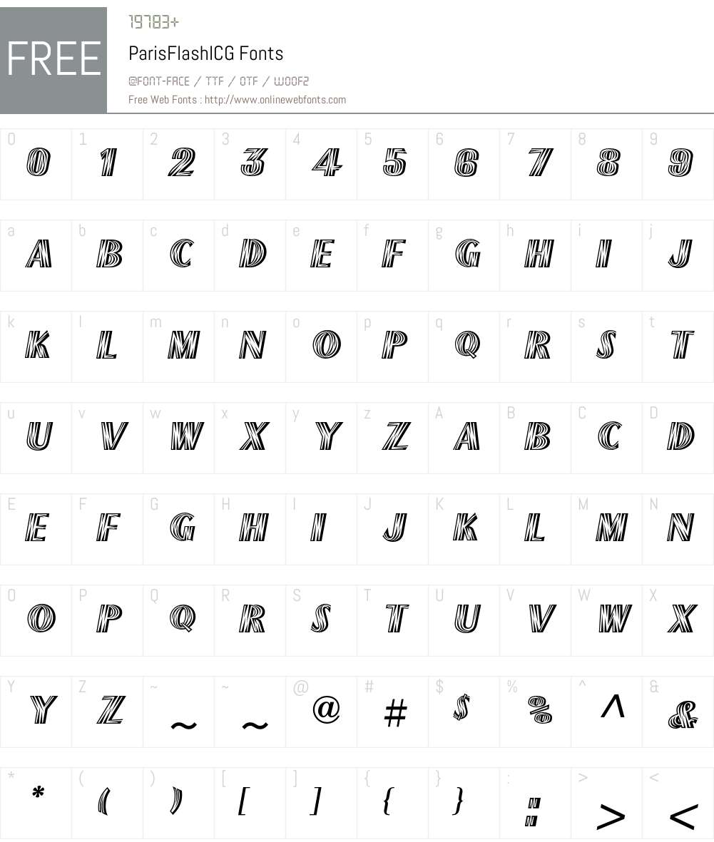 ParisFlashICG Font Screenshots