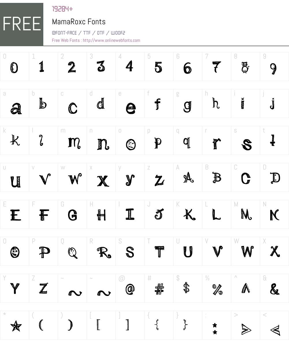 MamaRoxc Font Screenshots