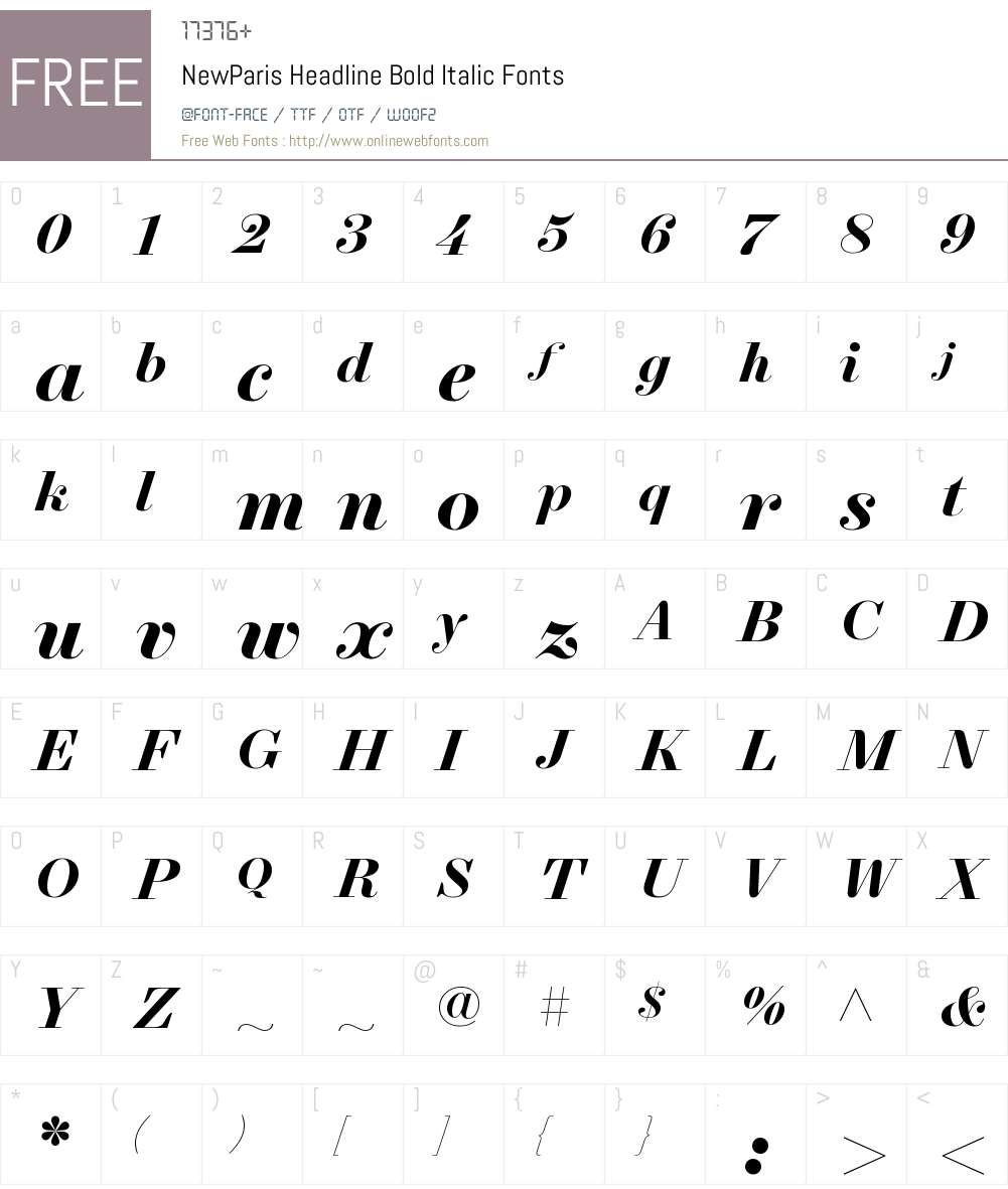 NewParis Headline Bold Italic Font Screenshots
