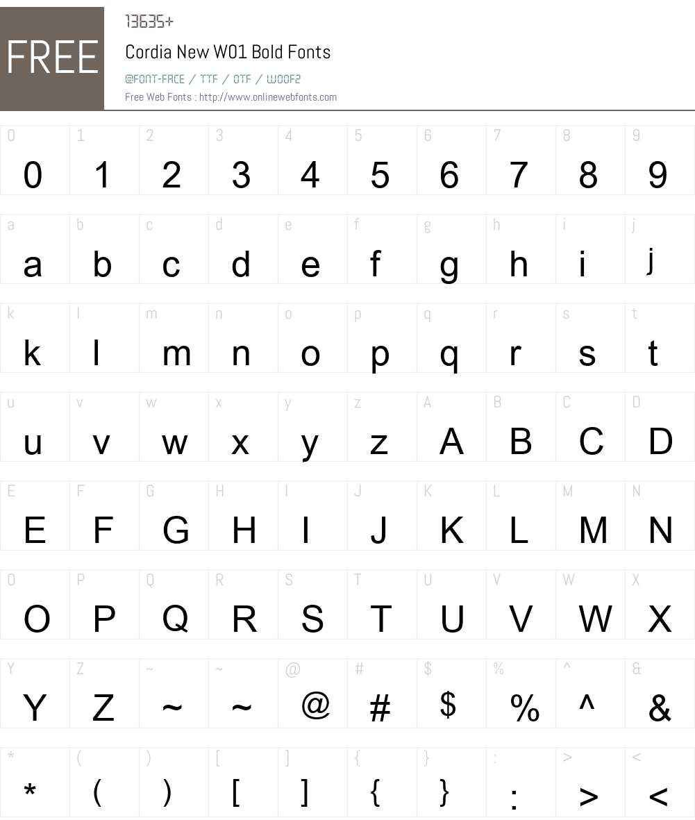 CordiaNewW01-Bold Font Screenshots