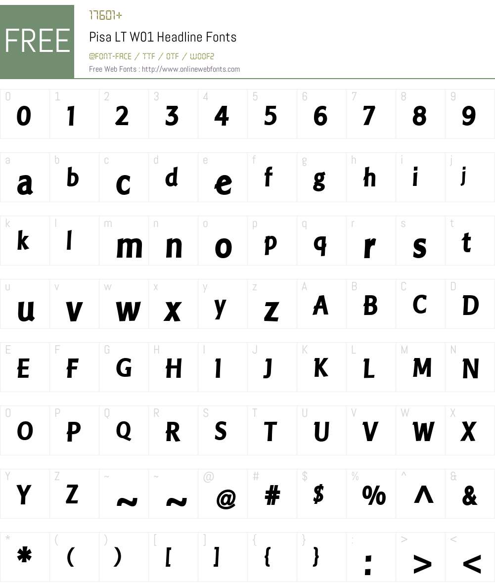 PisaLTW01-Headline Font Screenshots