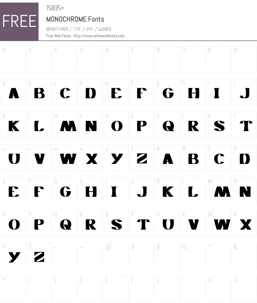 MONOCHROME Font Screenshots