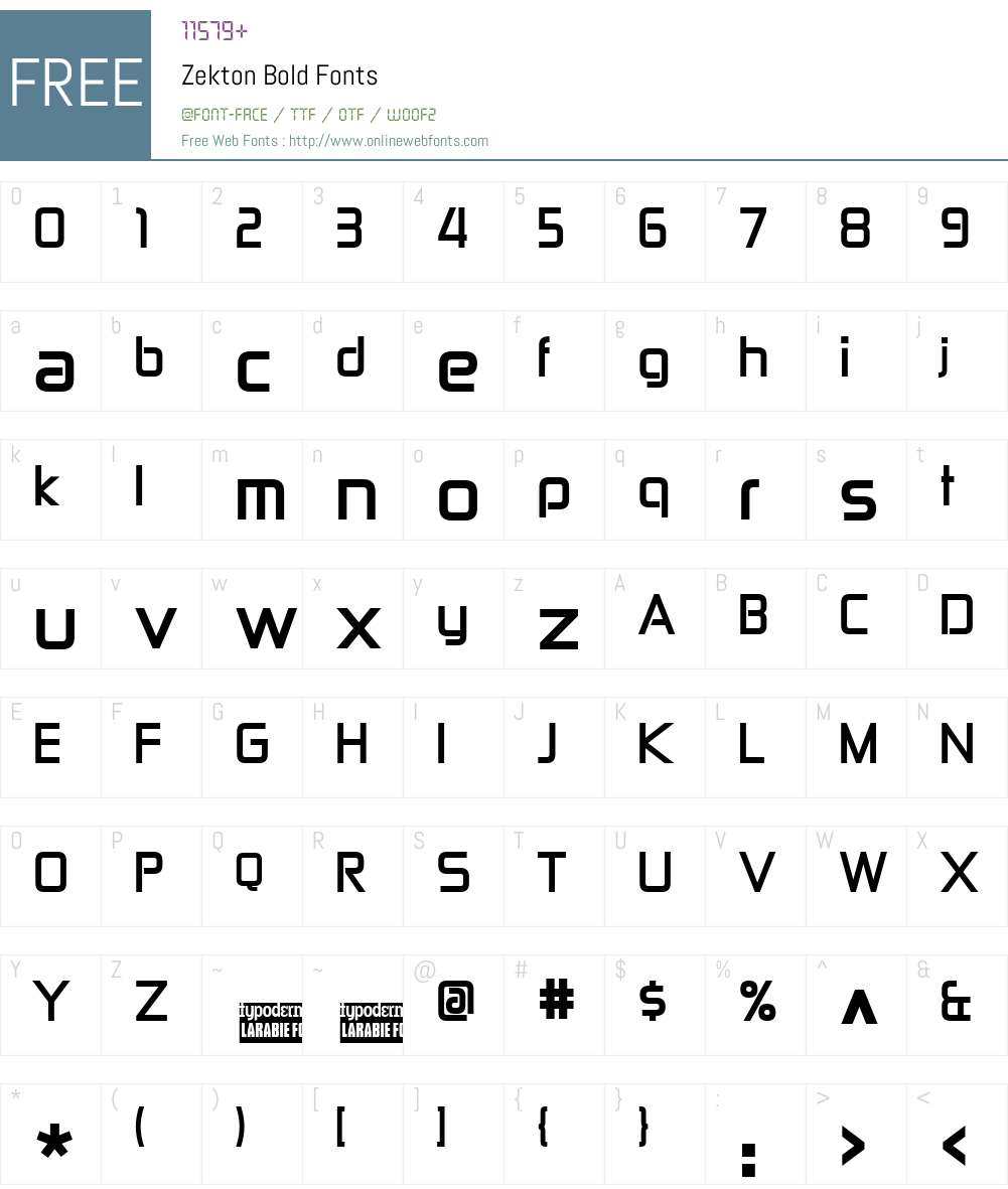 Zekton Font Screenshots