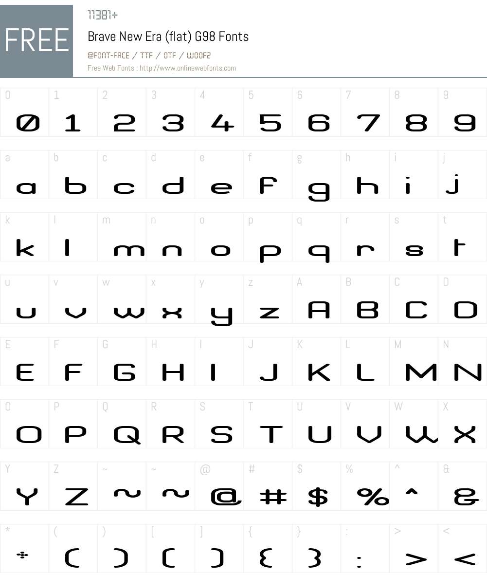 Brave New Era (flat) G98 Font Screenshots
