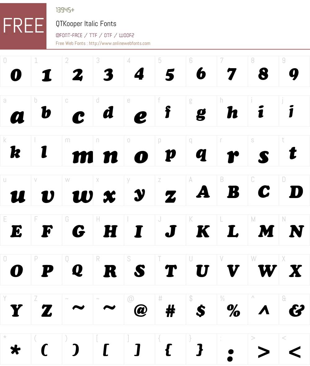 QTKooper Font Screenshots