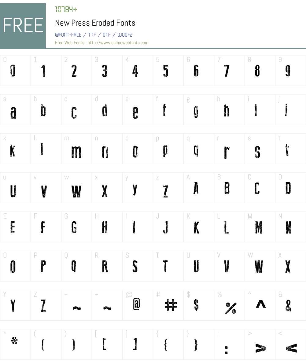 New Press Eroded Font Screenshots