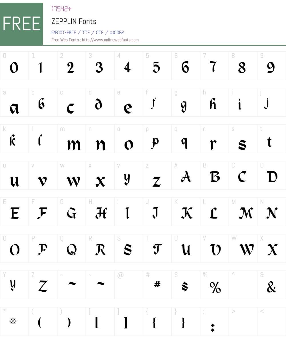 ZEPPLIN Font Screenshots