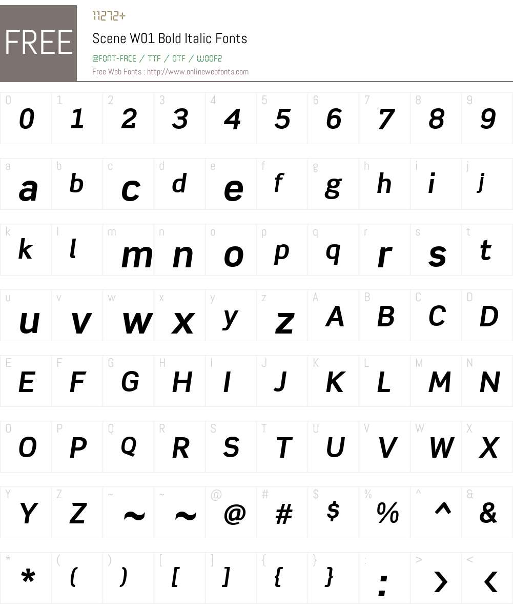 SceneW01-BoldItalic Font Screenshots