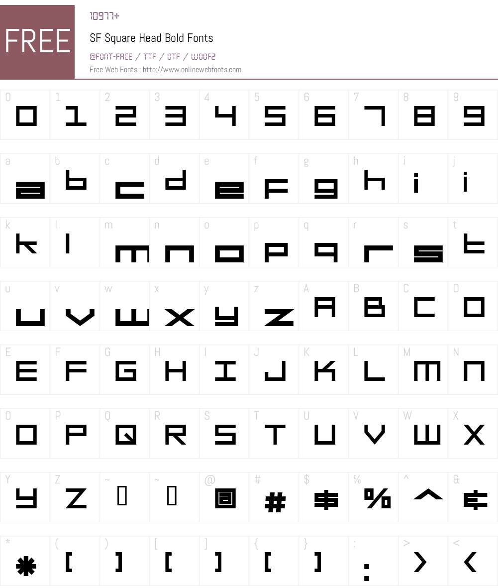 SF Square Head Font Screenshots