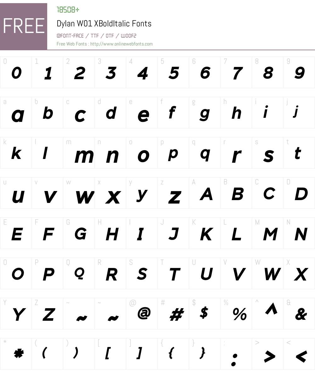 DylanW01-XBoldItalic Font Screenshots