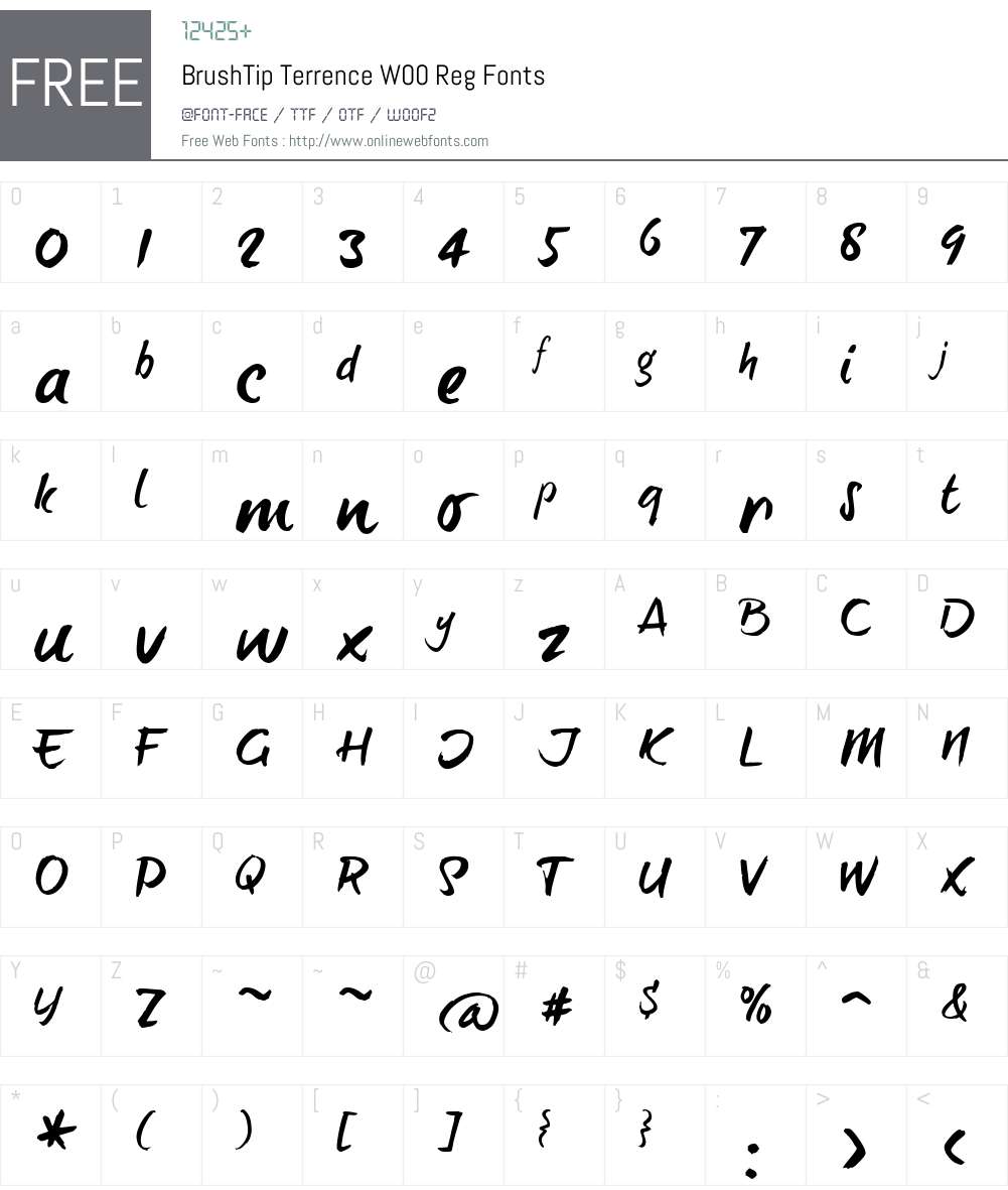 BrushTipTerrenceW00-Reg Font Screenshots
