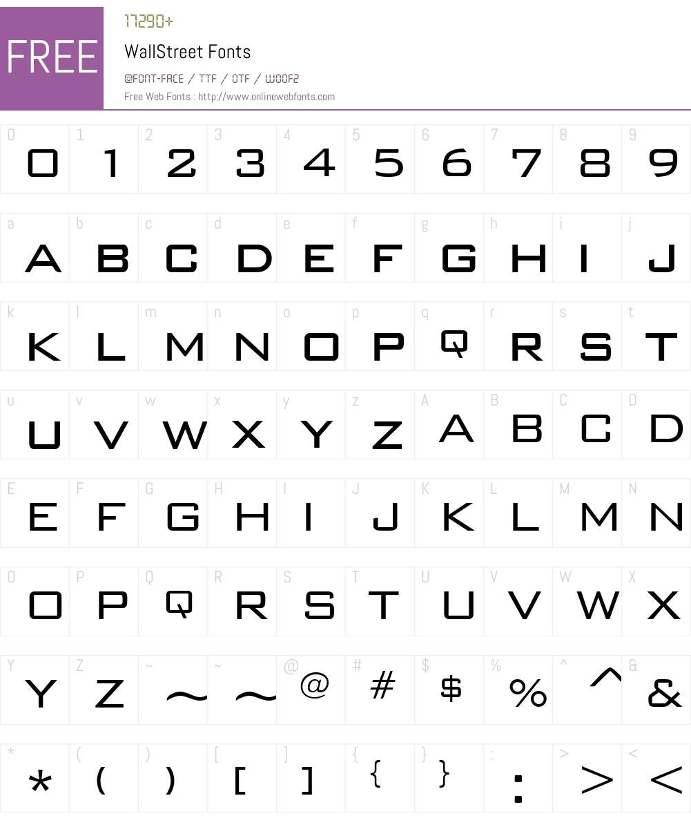 WallStreet Font Screenshots