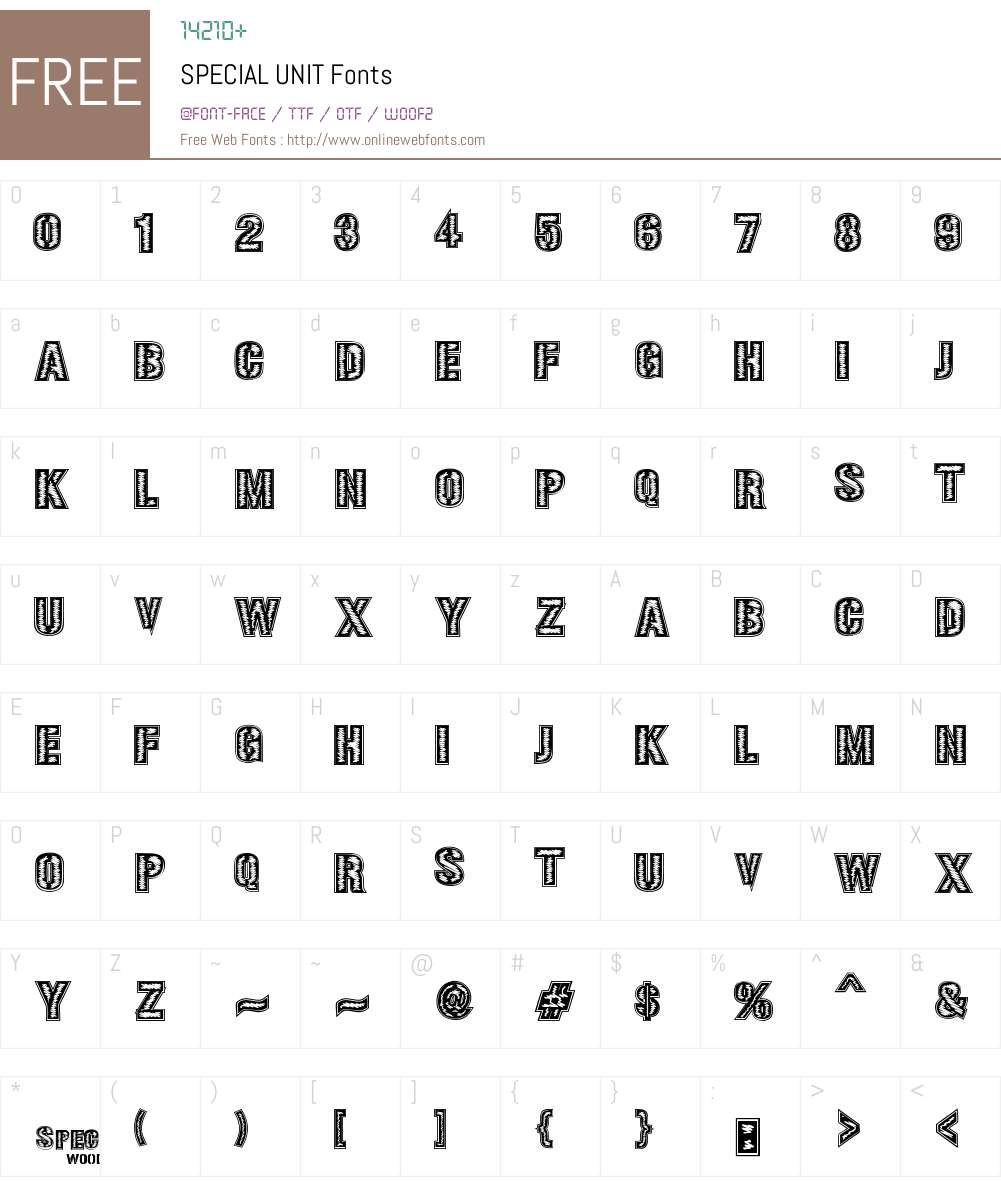 SPECIAL UNIT Font Screenshots
